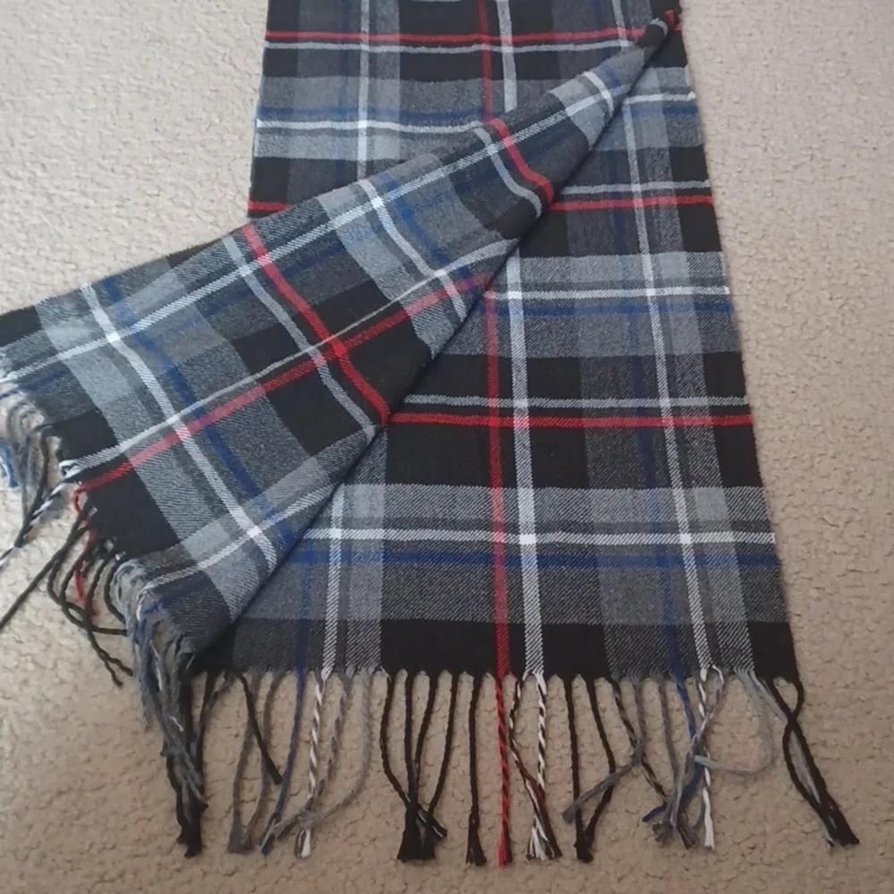 Pugs Plaid Scarf With Fringe